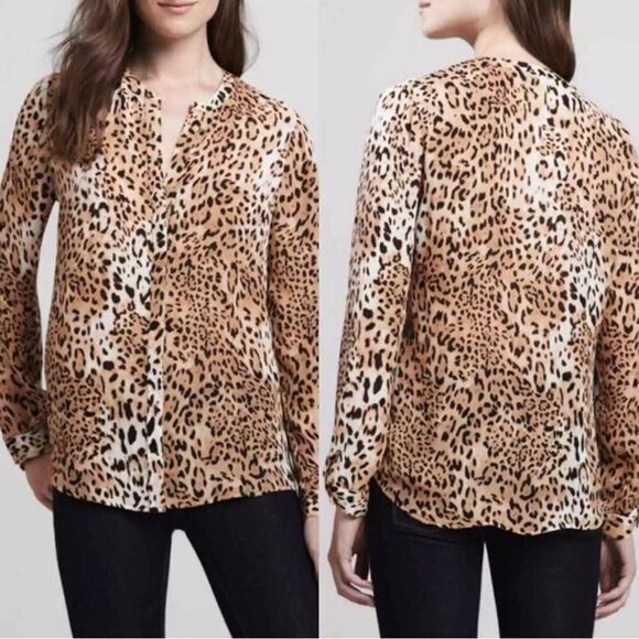 Joie 100% Silk Button Up Blouse Top Collared Like New Size XS Generous Fit - Picture 1 of 4